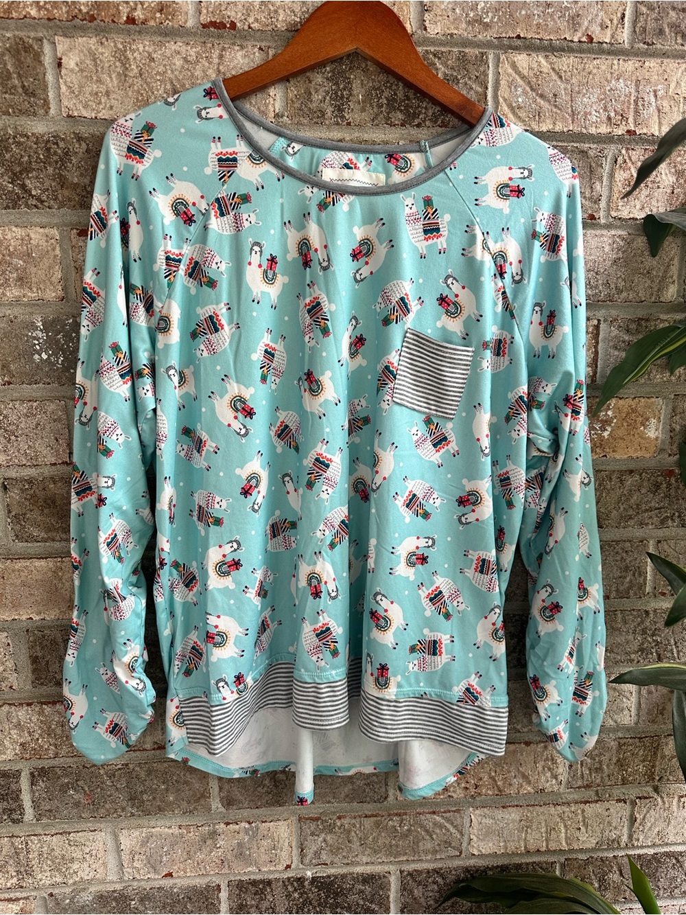 Soft Cozy Cuddl Duds Light Blue Holiday Llama Print Pajama Set Womens XL - Picture 2 of 9